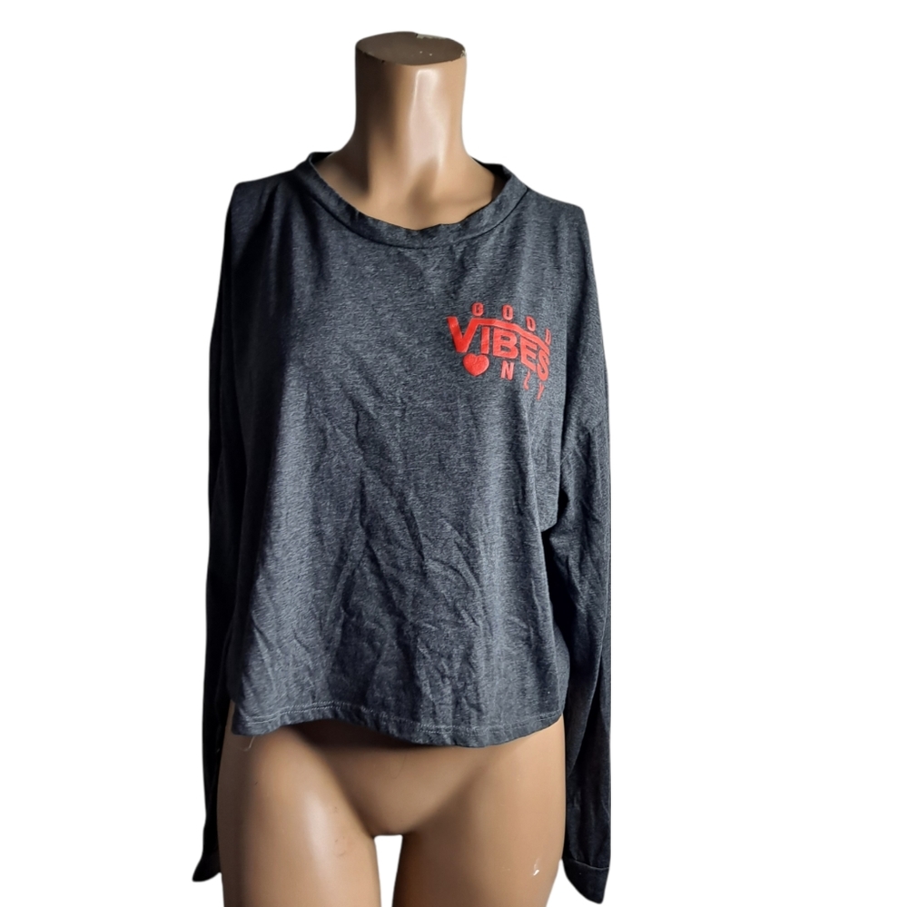 Local Lab Good Vibes long Sleeve T-shirt oversized gray size XL